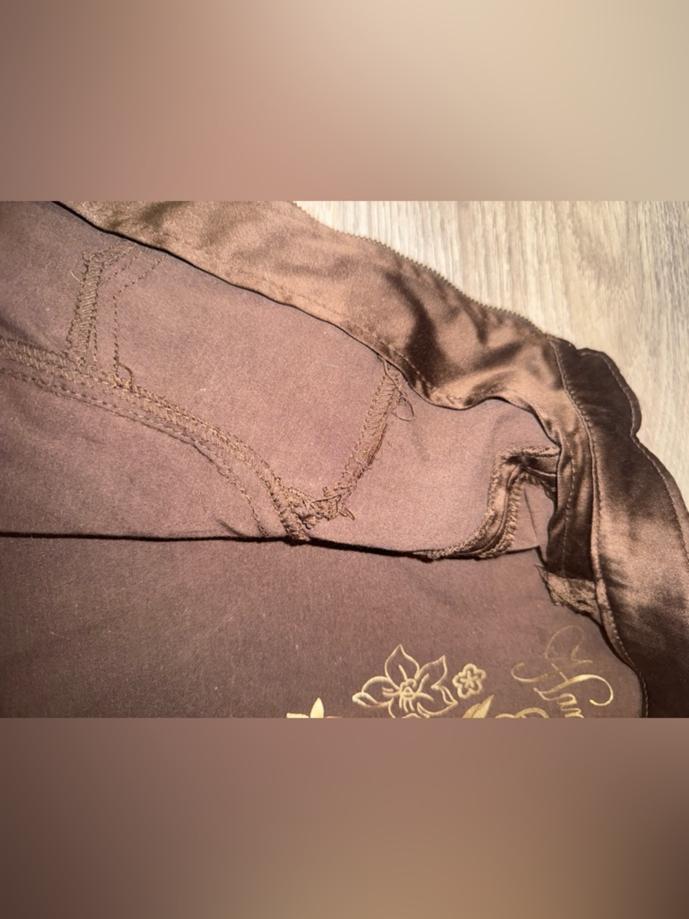 Vintage Hannah Montana Chocolate Brown Silky Zip Jacket w/ Bell Sleeves XL - Picture 8 of 12